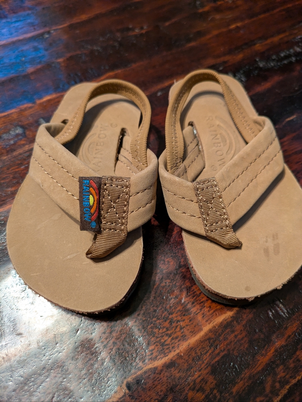 Rainbow Brown Baby Walker Sandals with Tiny Rainbow Logo